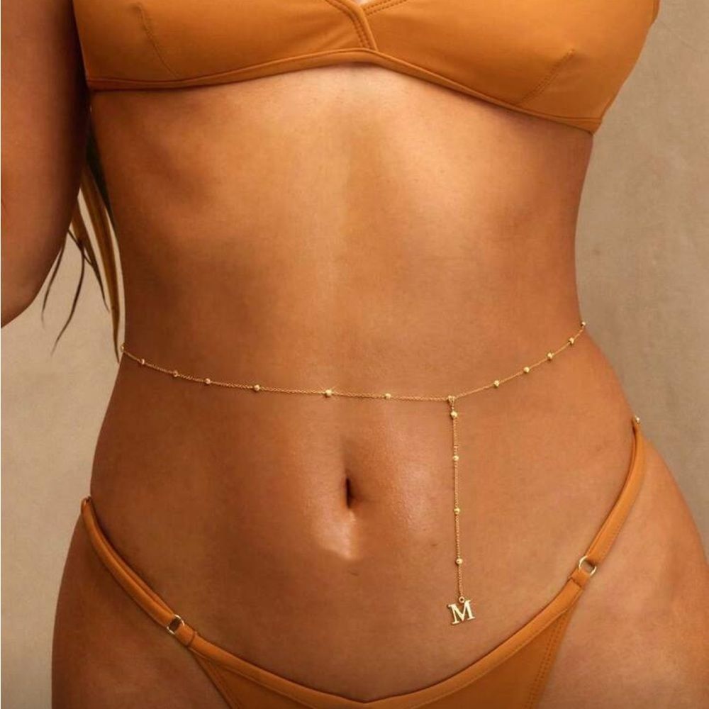 Gold Waist Chain with Initial Charm R262